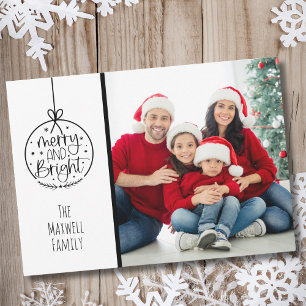 Cartes Pour Fêtes Annuelles Moderne Photo Joyeux Noël Merry Bright