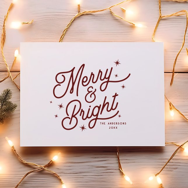 Cartes Pour Fêtes Annuelles Moderne Retro Merry et Script lumineux | Monogram  (Créateur téléchargé)
