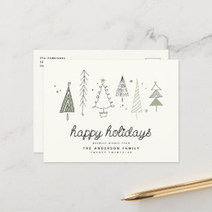 Cartes Pour Fêtes Annuelles Moderne Retro Whimsical Petite Forêt Famille