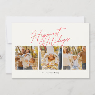 Cartes Pour Fêtes Annuelles moderne rouge simple 4 photo collage heureux