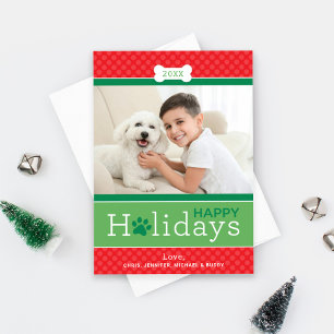 Cartes Pour Fêtes Annuelles Moderne Rouge Vert Chien Chien Chien Thème Joyeux 