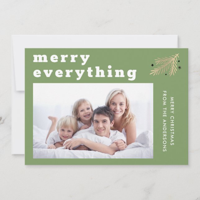 Cartes Pour Fêtes Annuelles Moderne Sage Vert Joyeux Tout Photo (Devant)