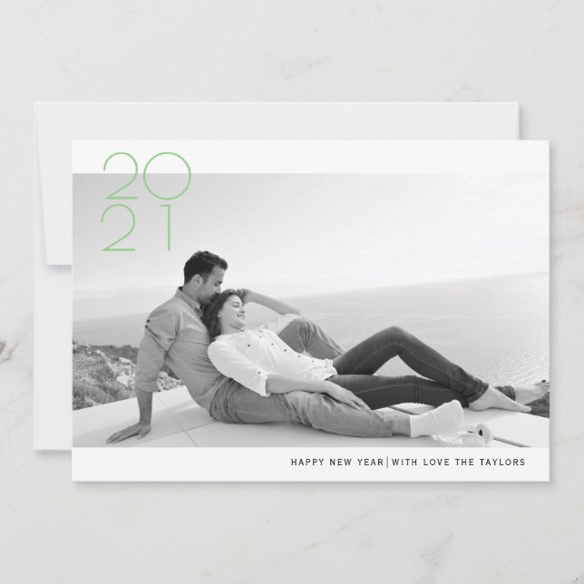 Cartes Pour Fêtes Annuelles Moderne sauge vert Bonne année 2020 photo (Devant)