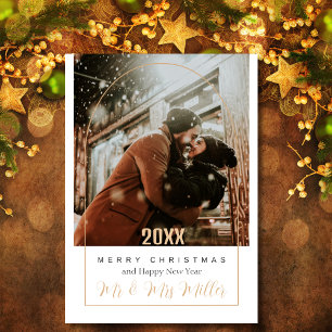 Cartes Pour Fêtes Annuelles Moderne, Script, Élégant Couple Joyeux Photo de No