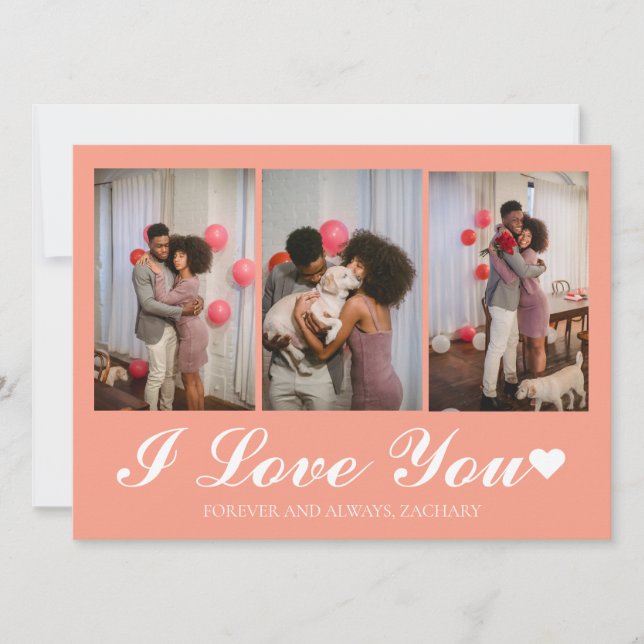 Cartes Pour Fêtes Annuelles Moderne Simple Amour valentines jour couple 3 phot (Devant)
