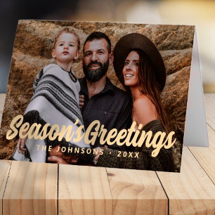 Cartes Pour Fêtes Annuelles Moderne Simple Cursive Script Grey Photo de famill