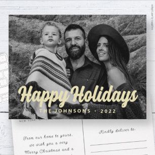 Cartes Pour Fêtes Annuelles Moderne Simple Cursive Script Grey Photo de famill