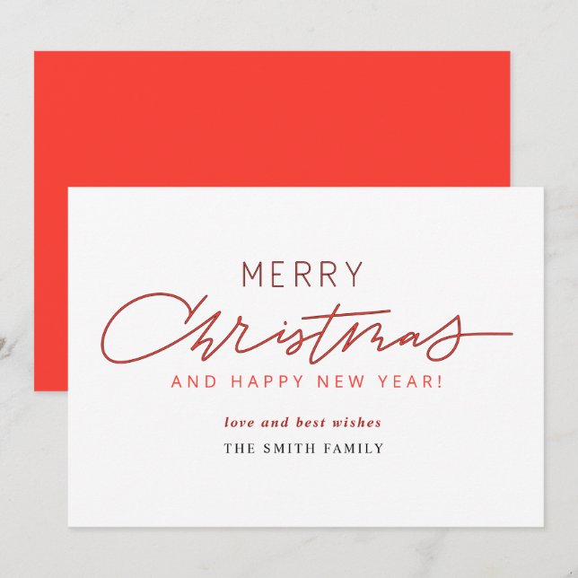 Cartes Pour Fêtes Annuelles Moderne Simple élégant Script joyeux Noël (Devant / Derrière)