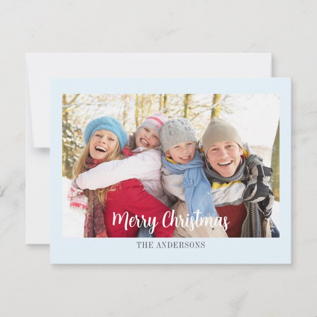Cartes Pour Fêtes Annuelles Moderne Simple Ice Blue Photo Appartement de Noël (Devant)