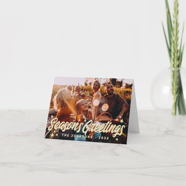 Cartes Pour Fêtes Annuelles Moderne Simple Jouer Salutations Stars Photo de fa (Devant)