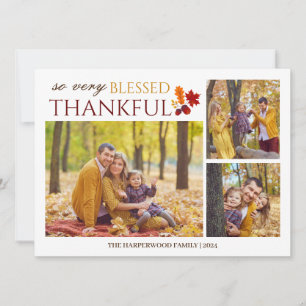 Cartes Pour Fêtes Annuelles Moderne Storyboard de 3 photos Blessed Thankful