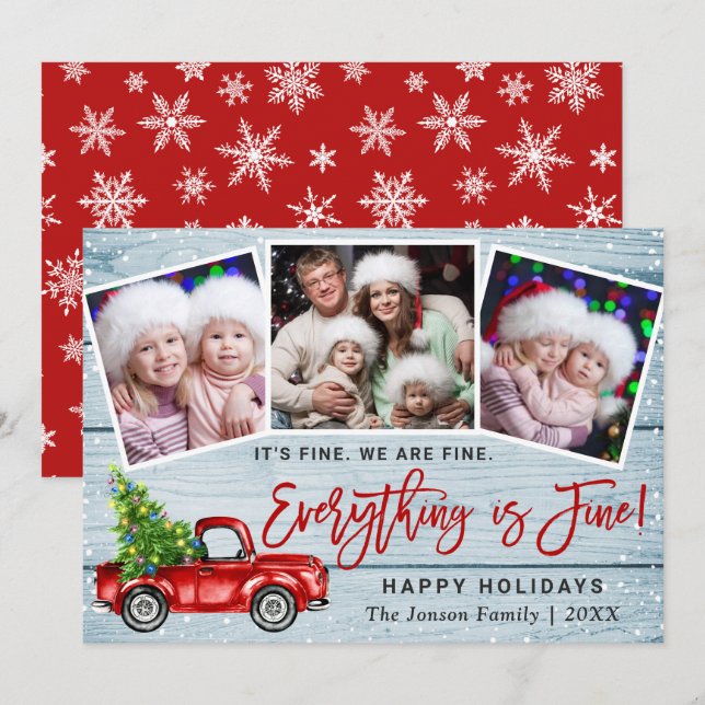 Cartes Pour Fêtes Annuelles Moderne Tout est fin Noël 3 Photo (Devant / Derrière)