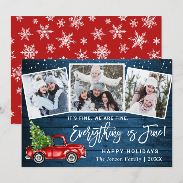 Cartes Pour Fêtes Annuelles Moderne Tout est fin Noël 3 Photo (Devant / Derrière)
