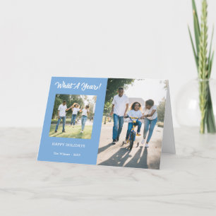 Cartes Pour Fêtes Annuelles Moderne What A Year 3 Photo Light Blue
