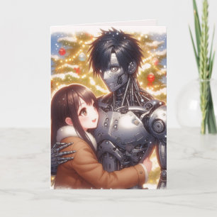 Cartes Pour Fêtes Annuelles Moe Chatbot Love Femme + Robot Christmas