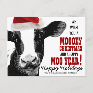 Cartes Pour Fêtes Annuelles Moey Noël Santa Hat Cow