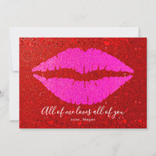 Cartes Pour Fêtes Annuelles Moi aime vous tous Valentine rose lèvre Parties sc