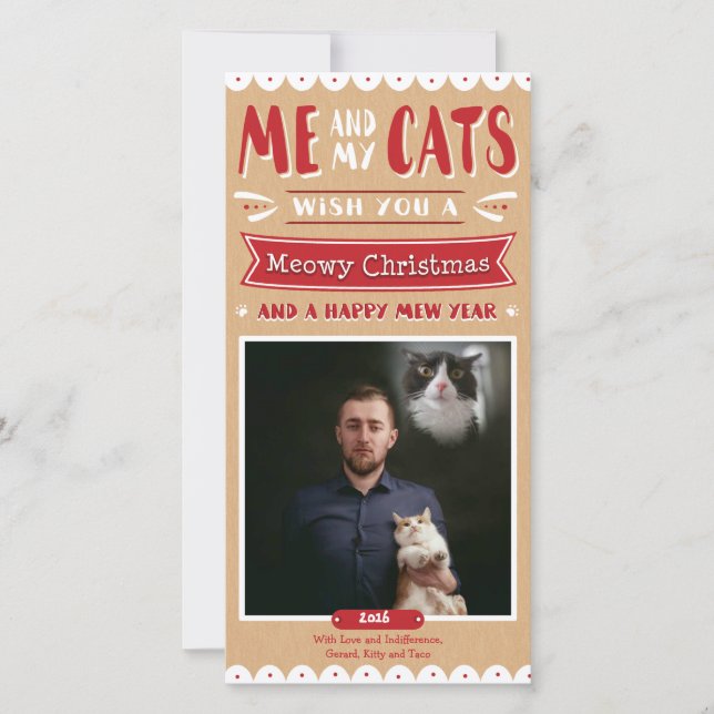 Cartes Pour Fêtes Annuelles Moi et mes chats Photocard de Noël (1 image) (Devant)