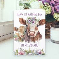 Moi et Moo mignonne Mère et Bébé Vache Fête des Mè