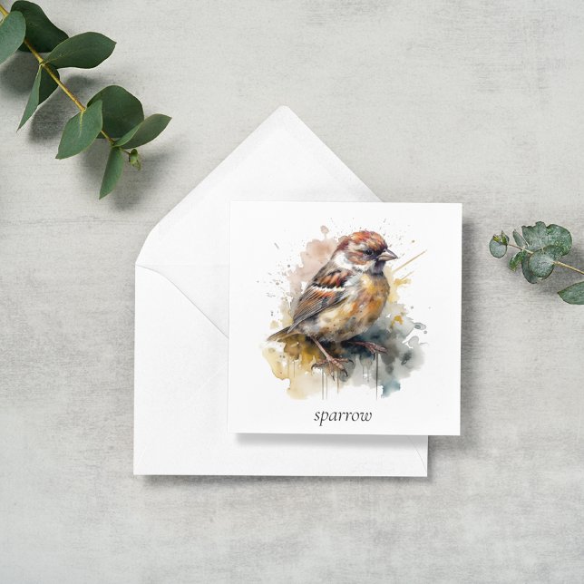 Cartes Pour Fêtes Annuelles Moineau aquarelle rustique, personnalisé (Créateur téléchargé)