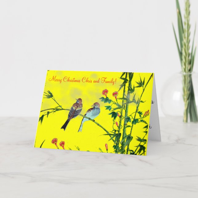 Cartes Pour Fêtes Annuelles Moineaux de printemps (Devant)