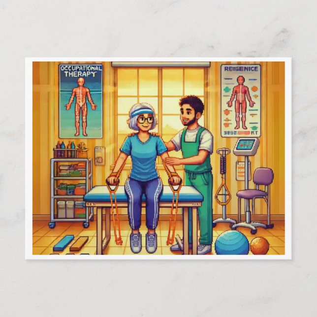 Cartes Pour Fêtes Annuelles Mois de l'ergothérapie Pixel 16 bits (Devant)