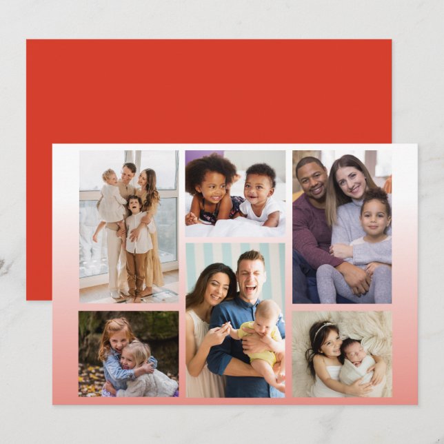 Cartes Pour Fêtes Annuelles Moments en vedette : Personnalisable 6 Photo Colla (Devant / Derrière)
