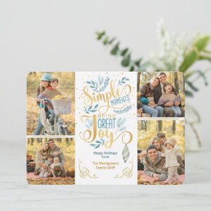 Cartes Pour Fêtes Annuelles Moments simples Apporter une grande joie Blue Gold