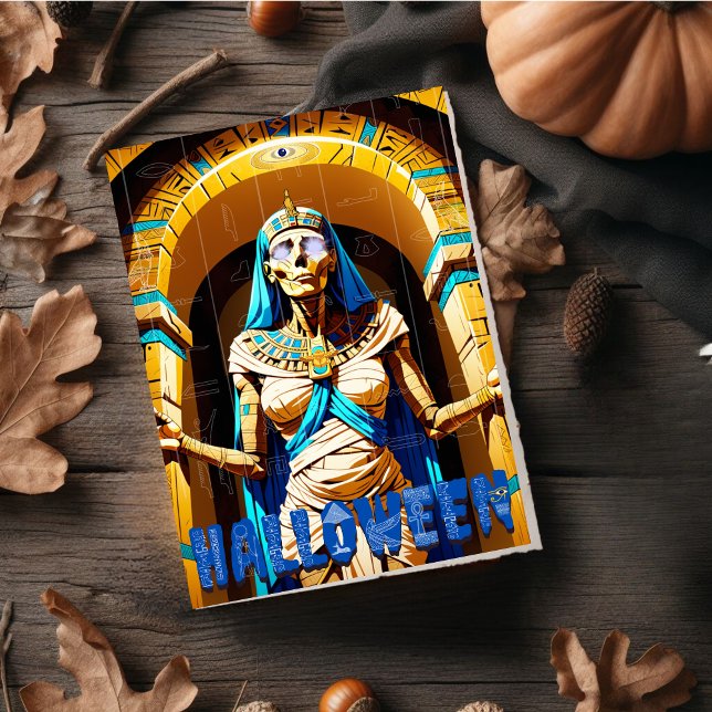 Cartes Pour Fêtes Annuelles Momie égyptienne effrayante Halloween (Scary and Spooky Egyptian Mummy Halloween )