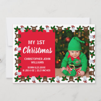 Cartes Pour Fêtes Annuelles Mon 1er Noël Nouvel Enfant Photo Holiday
