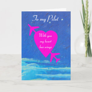 Cartes Pour Fêtes Annuelles Mon coeur rose valentin pilote dans le ciel