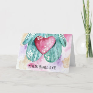 Cartes Pour Fêtes Annuelles Mon coeur vous appartient Valentine Aquarelle mign