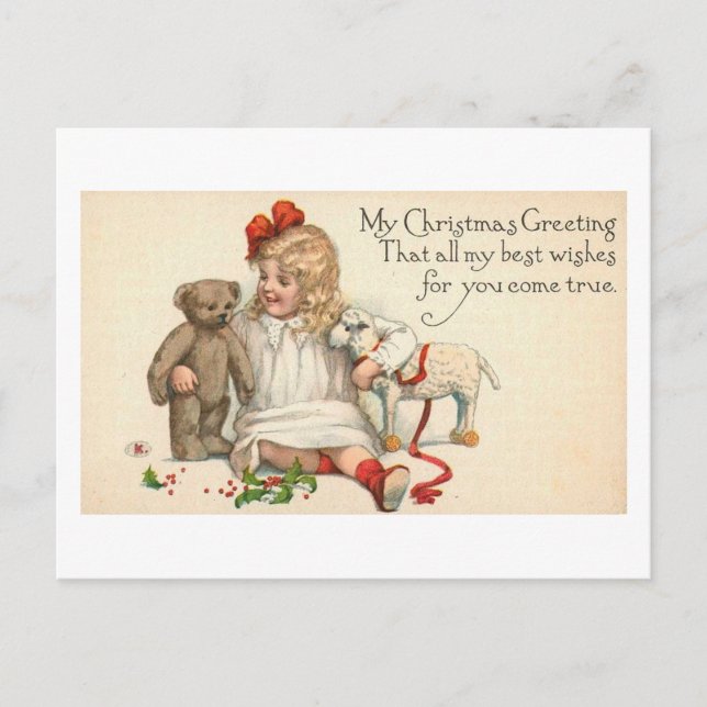 Cartes Pour Fêtes Annuelles Mon enfant de Noël avec l'ours en peluche (Devant)
