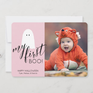 Cartes Pour Fêtes Annuelles Mon premier Boo mignon Ghost Photo Halloween Pink