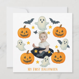 Cartes Pour Fêtes Annuelles Mon premier Halloween Couronne de citrouille et