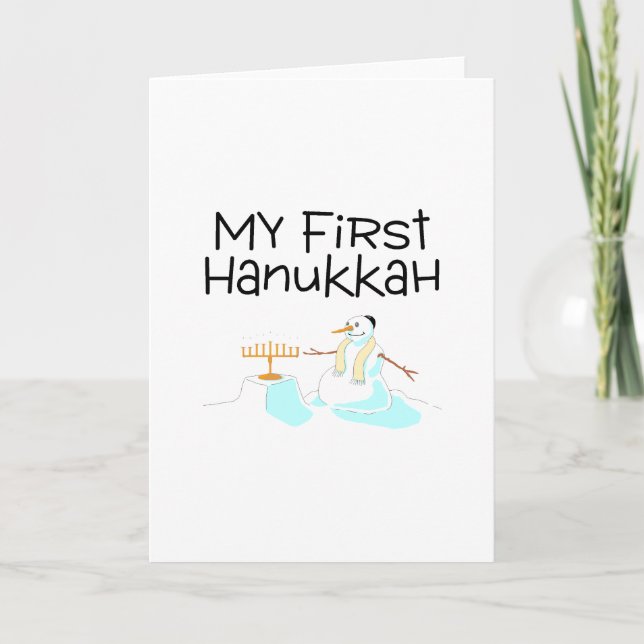 Cartes Pour Fêtes Annuelles Mon premier Hanoukka (Snowman) (Devant)