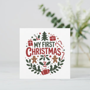 Cartes Pour Fêtes Annuelles Mon premier Noël 1er Noël Famille Bébé assorti