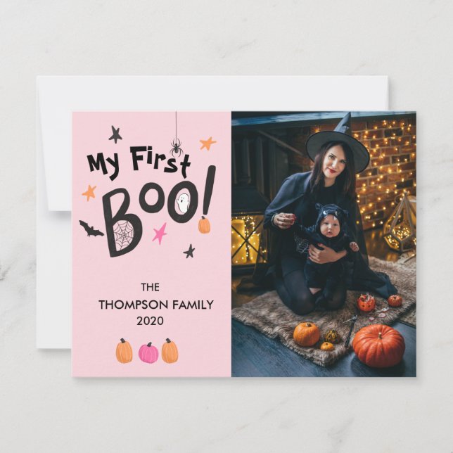 Cartes Pour Fêtes Annuelles Mon premier Noël rose Halloween Baby Pastel Holida (Devant)