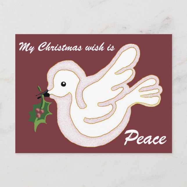 Cartes Pour Fêtes Annuelles Mon souhait de Noël est la paix (Devant)