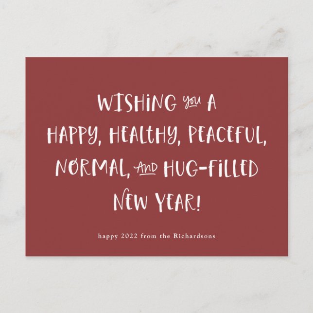 Cartes Pour Fêtes Annuelles Mon souhait pour 2022 | Brick Red Bonne année (Devant)