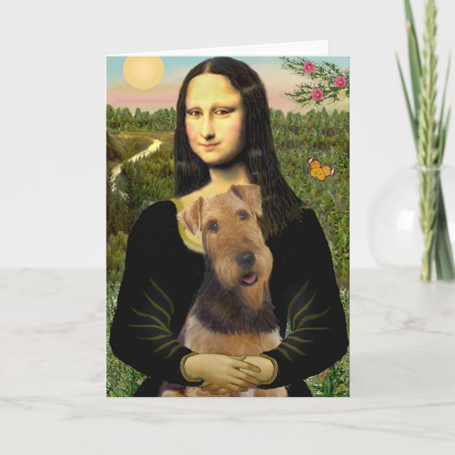 Cartes Pour Fêtes Annuelles Mona Lisa - Airedale Terrier (#1) (Devant)