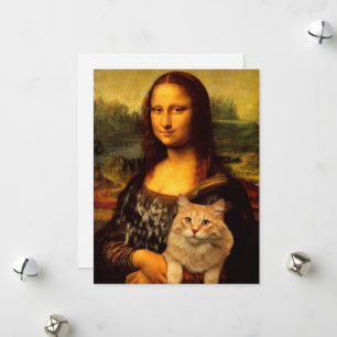 Cartes Pour Fêtes Annuelles Mona Lisa avec un chat (fourrure de chat) Amateurs