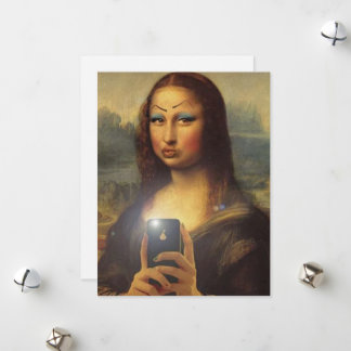 Cartes Pour Fêtes Annuelles Mona Lisa fait un drôle de visage avec du maquilla