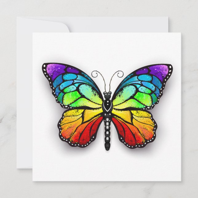 Cartes Pour Fêtes Annuelles Monarque papillon arc-en-ciel (Devant)