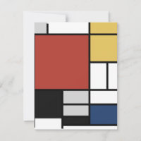 Mondrian Peinture Rouge Plane Jaune Noir Gris Bleu