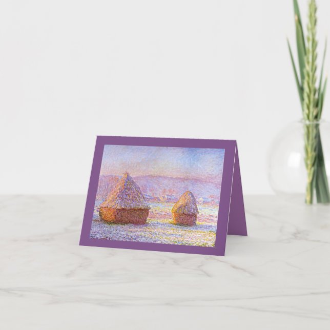 Cartes Pour Fêtes Annuelles Monet, Beau Art, Pile de foin blanc (Devant)