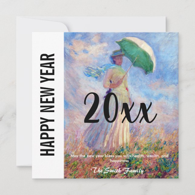 Cartes Pour Fêtes Annuelles Monet - Bonne année / Femme avec un parasol (Devant)