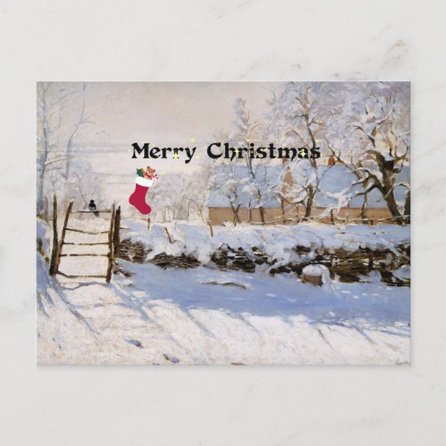 Cartes Pour Fêtes Annuelles Monet - La Magpie, voeux de Noël (Devant)
