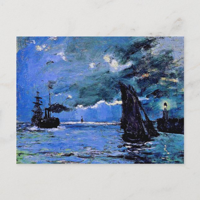 Cartes Pour Fêtes Annuelles Monet - Paysage marin, effet nocturne, oeuvres d'a (Devant)