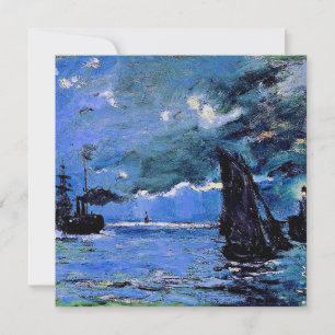 Cartes Pour Fêtes Annuelles Monet - Seascape, Night Effect, famous artwork